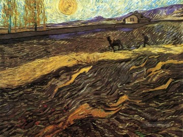 Acker mit Plowman Vincent van Gogh Ölgemälde